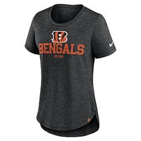 Women's Nike Heather Black Cincinnati Bengals Fashion Tri-Blend T-Shirt