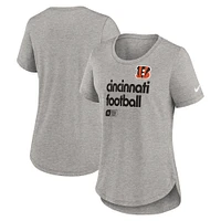 Women's Nike  Heather Gray Cincinnati Bengals Fashion Tri-Blend T-Shirt