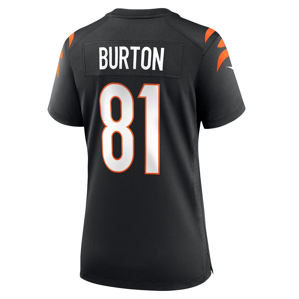 Maillot de match Nike Jermaine Burton noir pour femme des Bengals Cincinnati