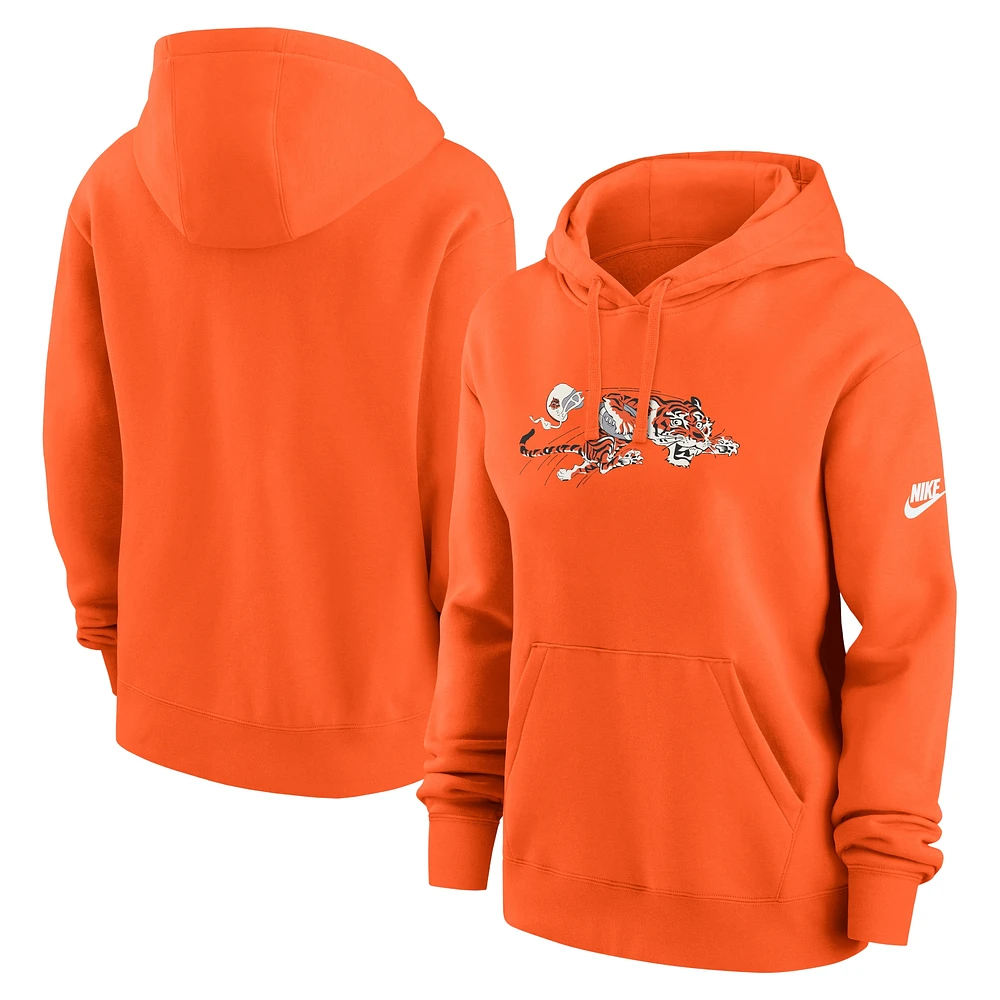 Sweat à capuche en polaire Nike Orange Cincinnati Bengals Club pour femme