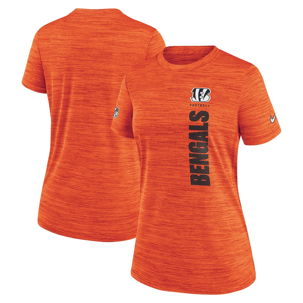 T-shirt Nike Orange Cincinnati Bengals Velocity Performance pour femme