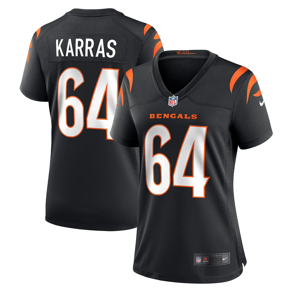 Maillot de joueur match Nike Ted Karras noir pour femme des Bengals Cincinnati