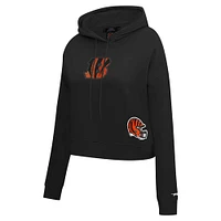 Women's Pro Standard Black Cincinnati Bengals Jeweled Cropped Pullover Hoodie