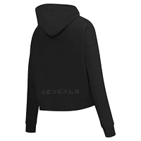 Women's Pro Standard Black Cincinnati Bengals Jeweled Cropped Pullover Hoodie