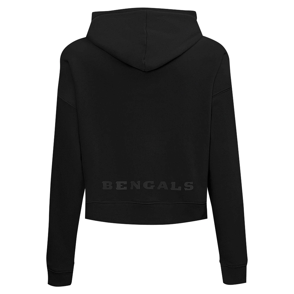 Women's Pro Standard Black Cincinnati Bengals Jeweled Cropped Pullover Hoodie