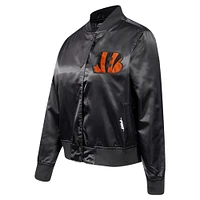 Women's Pro Standard Black Cincinnati Bengals Jeweled Satin Full-Snap Jacket