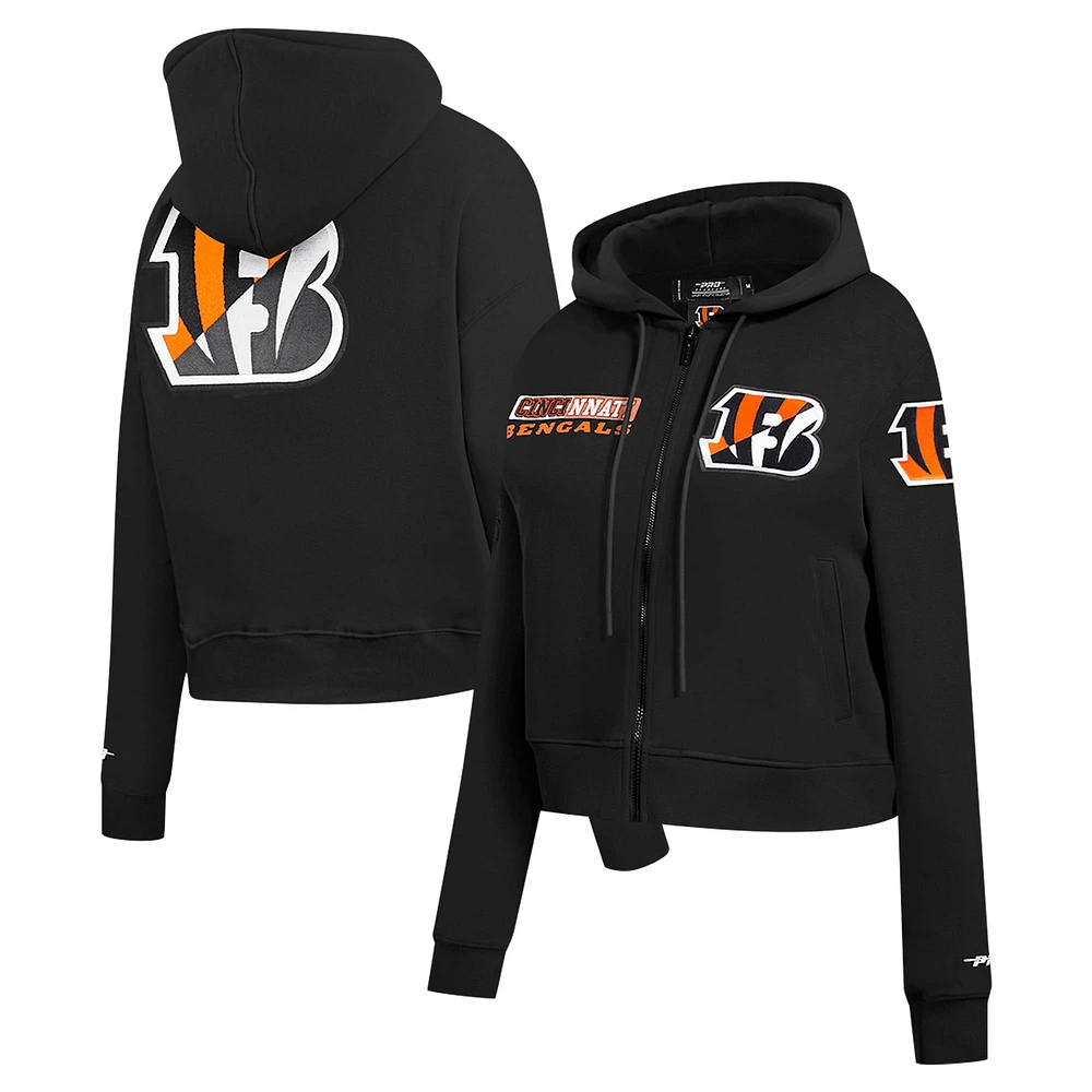 Women's Pro Standard Black Cincinnati Bengals Split Logo Full-Zip Hoodie