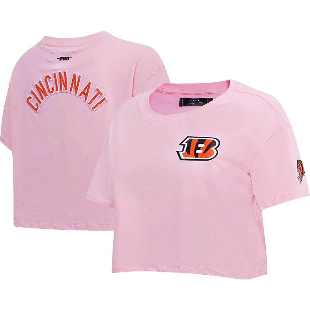 T-shirt carré court Pro Standard Cincinnati Bengals pour femme rose