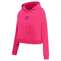 Women's Pro Standard Pink Cincinnati Bengals Triple Cropped Fleece Pullover Hoodie