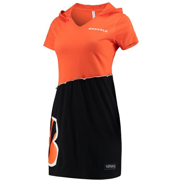 Mini-robe à capuche durable orange/noire Refried Apparel pour femmes des Bengals de Cincinnati