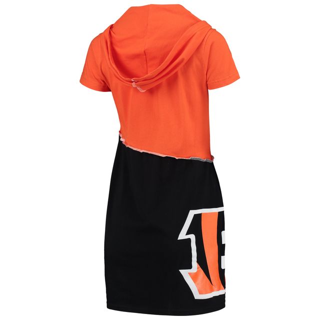 Mini-robe à capuche durable orange/noire Refried Apparel pour femmes des Bengals de Cincinnati