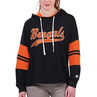 Women's Starter Black Cincinnati Bengals Bump And Run Long Sleeve Hoodie T-Shirt