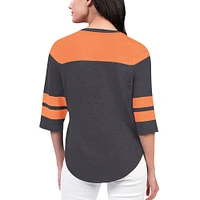 Women's Starter Black Cincinnati Bengals Fullback Tri-Blend 3/4-Sleeve T-Shirt