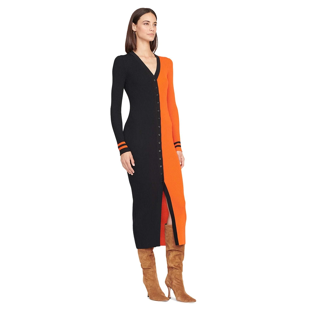 Robe pull boutonnée en tricot Shoko STAUD noir/orange des Bengals de Cincinnati pour femmes