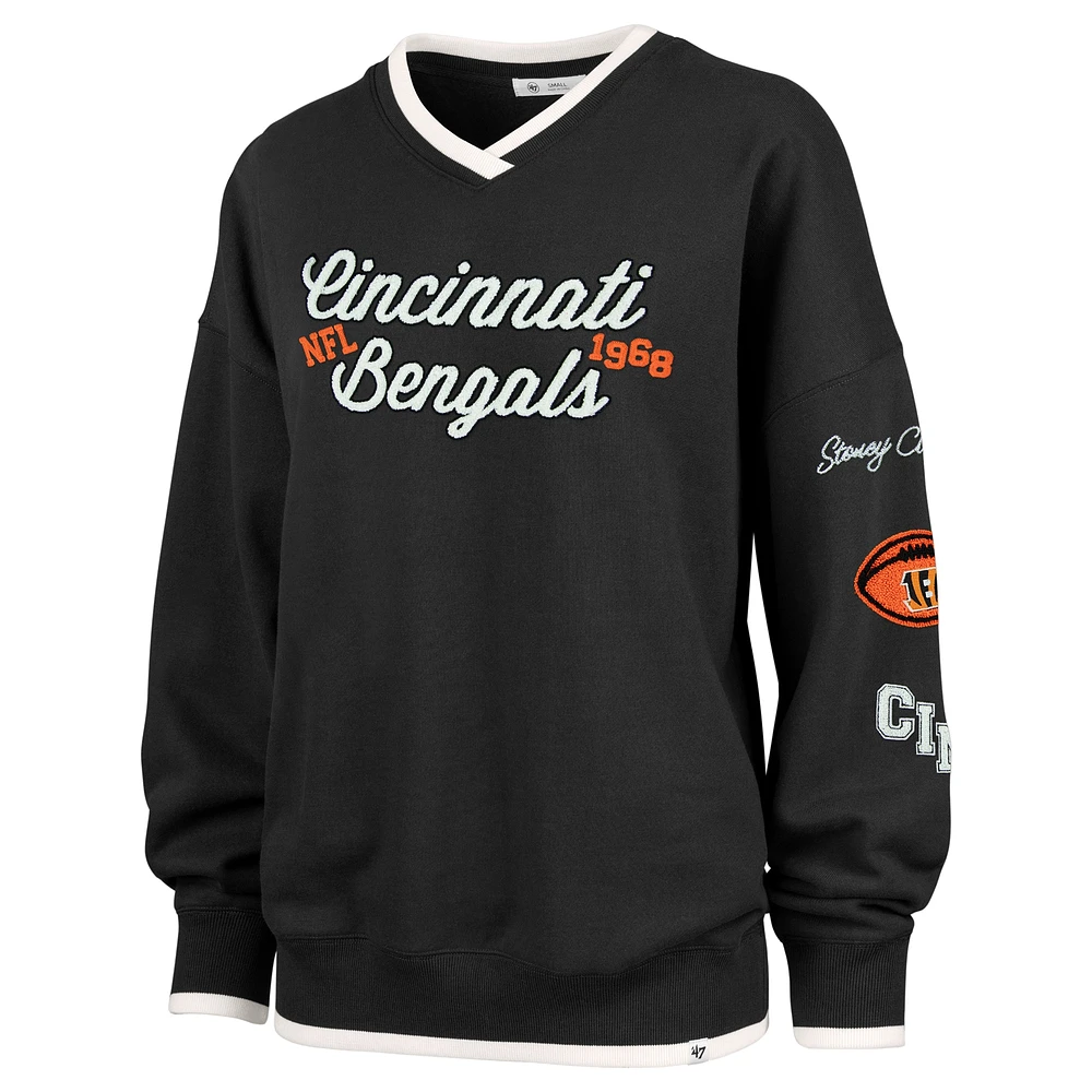 Women's Stoney Clover Lane x '47 Black Cincinnati Bengals Eighties Pullover Sweatshirt