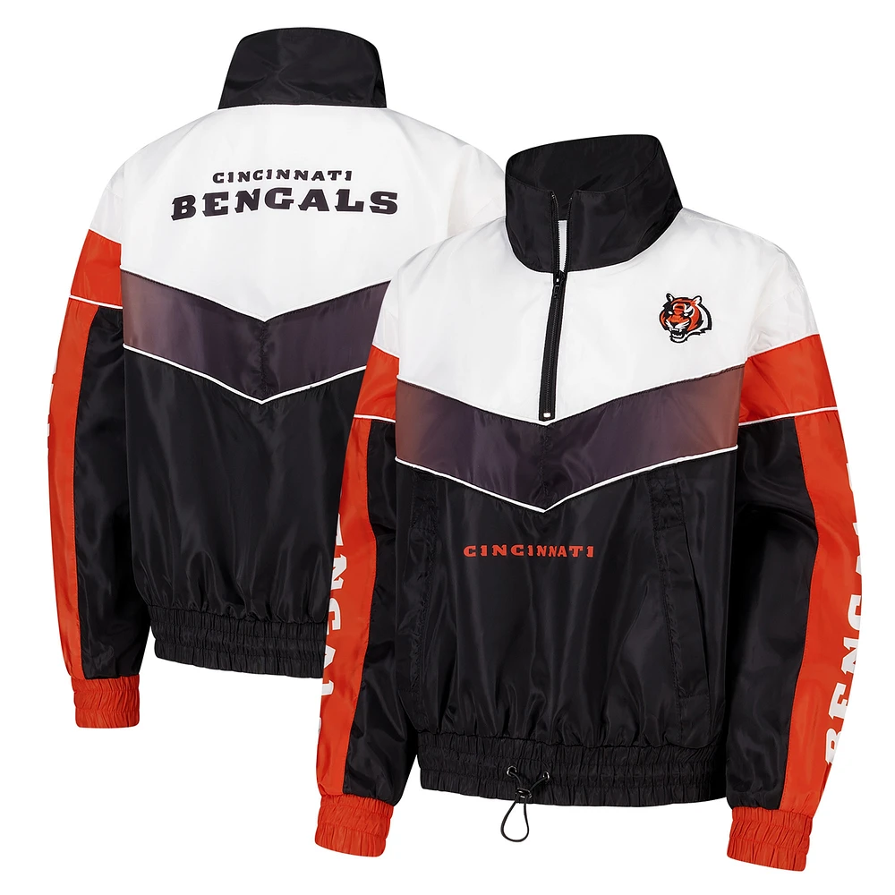 Veste de survêtement noire à fermeture éclair 1/4 pour femme The Wild Collective Cincinnati Bengals