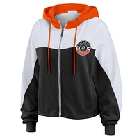 Women's WEAR by Erin Andrews Black/White Cincinnati Bengals Color Block Full-Zip Hoodie