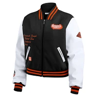 Women's WEAR by Erin Andrews  Black/White Cincinnati Bengals Varsity Full-Zip Jacket