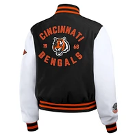 Women's WEAR by Erin Andrews  Black/White Cincinnati Bengals Varsity Full-Zip Jacket