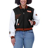 Women's WEAR by Erin Andrews  Black/White Cincinnati Bengals Varsity Full-Zip Jacket