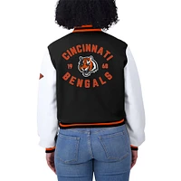 Women's WEAR by Erin Andrews  Black/White Cincinnati Bengals Varsity Full-Zip Jacket