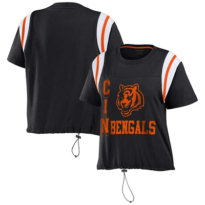 T-shirt à blocs de couleurs noir Cincinnati Bengals pour femme WEAR by Erin Andrews