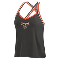 Women's WEAR by Erin Andrews Black Cincinnati Bengals Cross Strap Tri-Blend Tank Top