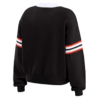 Women's WEAR by Erin Andrews Black  Cincinnati Bengals Lace-Up Sweater