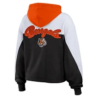 Women's WEAR by Erin Andrews Black Cincinnati Bengals Plus Color Block Full-Zip Hoodie