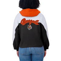 Women's WEAR by Erin Andrews Black Cincinnati Bengals Plus Color Block Full-Zip Hoodie