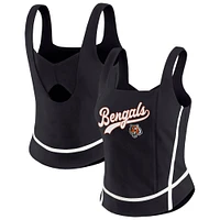 Débardeur à col carré noir WEAR by Erin Andrews pour femme, motif Bengals de Cincinnati