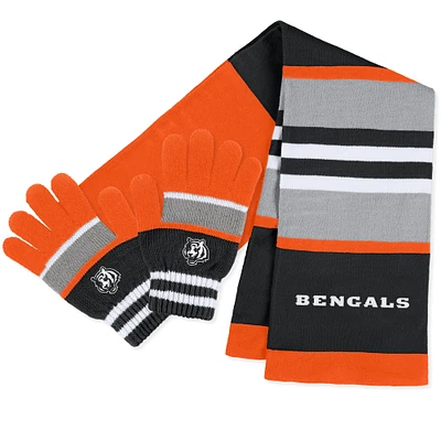 Ensemble gants et écharpe à rayures pour femmes WEAR by Erin Andrews Cincinnati Bengals