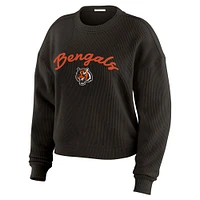 Ensemble de détente pour femme WEAR by Erin Andrews, t-shirt à manches longues et pantalon en tricot tri-blend couleur crème Cincinnati Bengals, grande taille