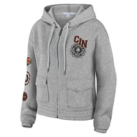 Sweat à capuche zippé pour femme WEAR by Erin Andrews Heather Grey Cincinnati Bengals