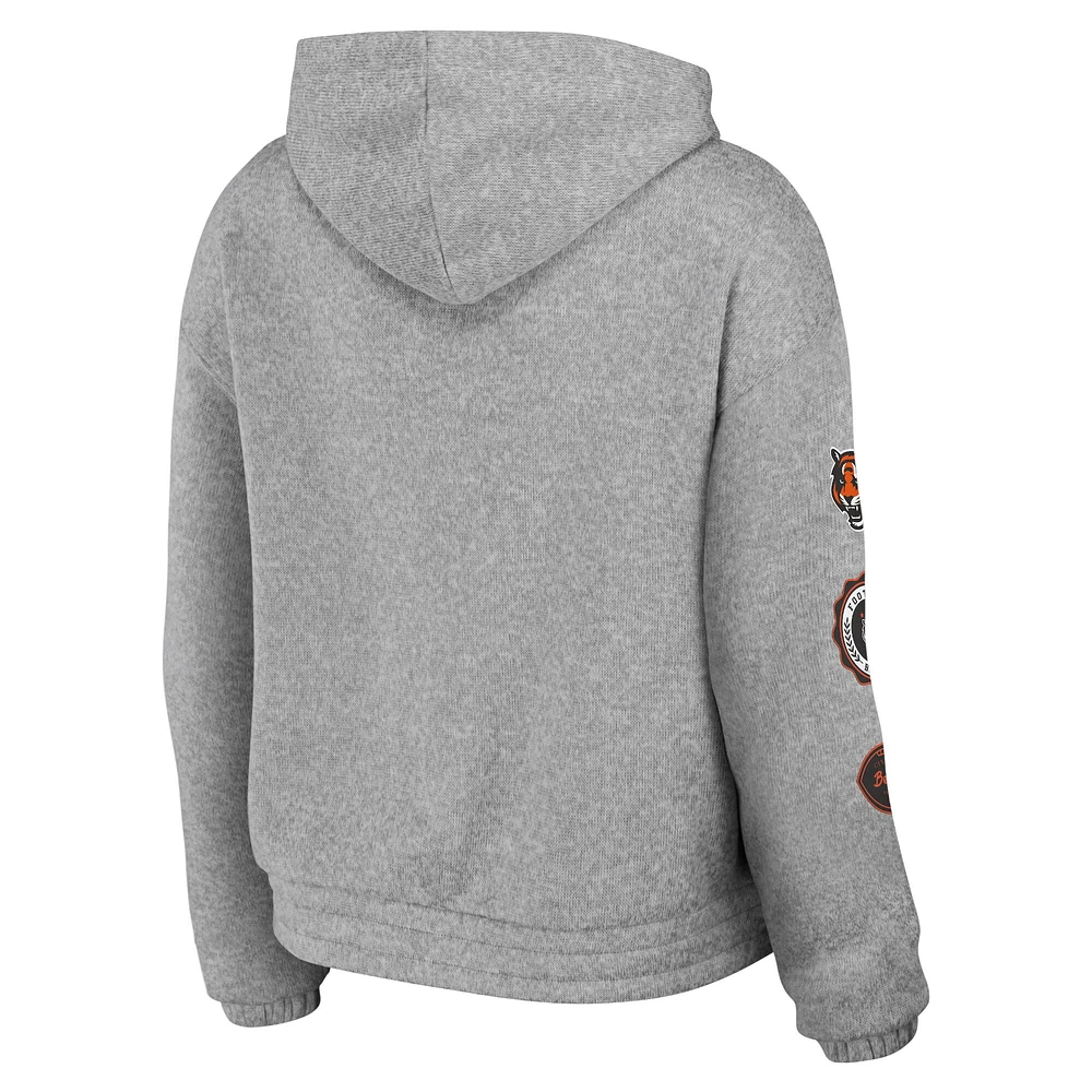 Sweat à capuche zippé pour femme WEAR by Erin Andrews Heather Grey Cincinnati Bengals