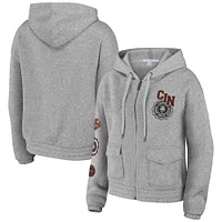 Sweat à capuche zippé pour femme WEAR by Erin Andrews Heather Grey Cincinnati Bengals