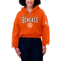 Women's WEAR by Erin Andrews Orange Cincinnati Bengals Plus Patch Quarter-Zip Hoodie