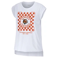 Women's WEAR by Erin Andrews White Cincinnati Bengals Checker Muscle Tank Top