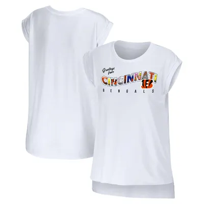 Cincinnati Bengals WEAR by Erin Andrews Women's Greetings From Muscle T-Shirt - White