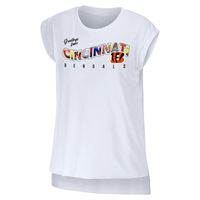 Women's WEAR by Erin Andrews White Cincinnati Bengals Greetings From Muscle T-Shirt