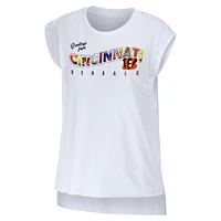 Women's WEAR by Erin Andrews White Cincinnati Bengals Greetings From Muscle T-Shirt