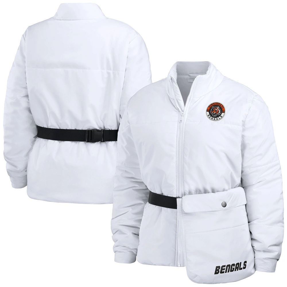 Women's WEAR by Erin Andrews  White Cincinnati Bengals Packaway Full-Zip Puffer Jacket