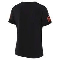 Women's WEAR by Erin Andrews x Gracie Hunt Black Cincinnati Bengals Draft Me Lace-Up T-Shirt