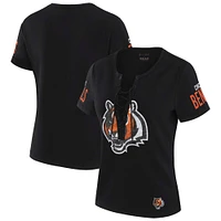 T-shirt à lacets noir Draft Me des Bengals de Cincinnati pour femme WEAR by Erin Andrews x Gracie Hunt