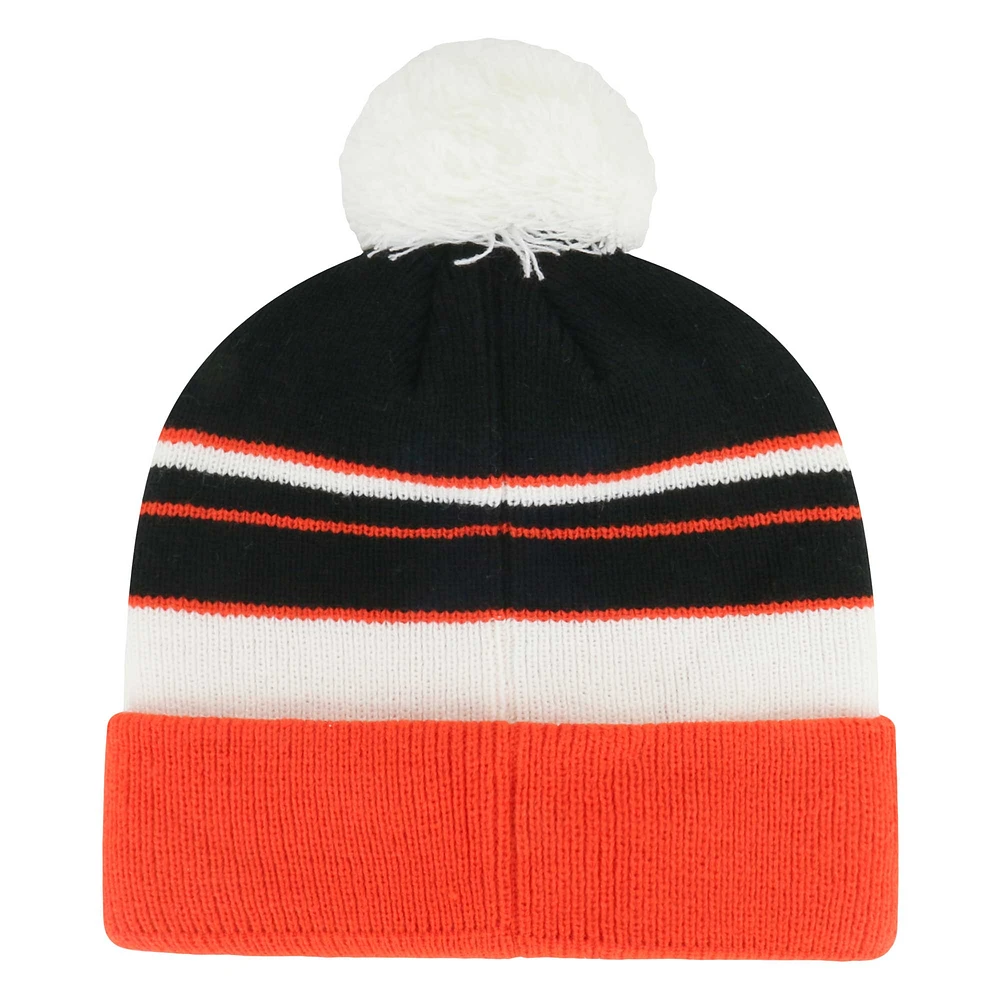 Bonnet en tricot à revers et pompon pour jeunes Cincinnati Bengals Peewee noir/orange '47