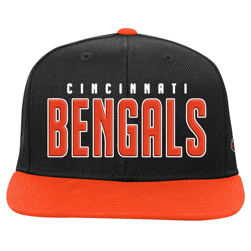 Youth Black/Orange Cincinnati Bengals Lock Up Flat Brim Snapback Hat