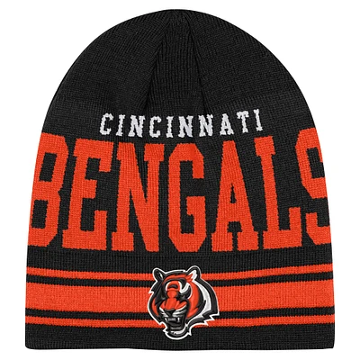 Bonnet en tricot rétro noir pour jeunes Cincinnati Bengals