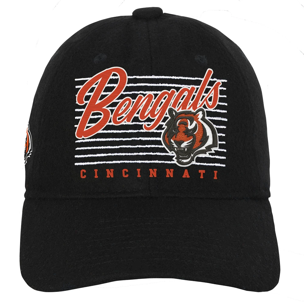 Chapeau réglable rétro en laine noir pour jeunes des Bengals de Cincinnati