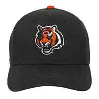 Casquette réglable pré-courbée noire pour jeunes de l'équipe des Bengals de Cincinnati