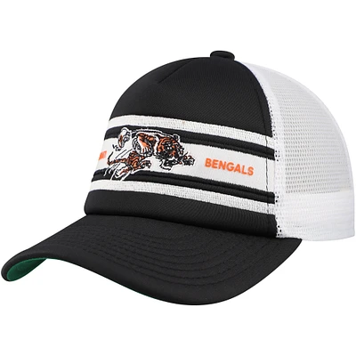 Youth Mitchell & Ness Black Cincinnati Bengals Stripe Trucker Adjustable Hat